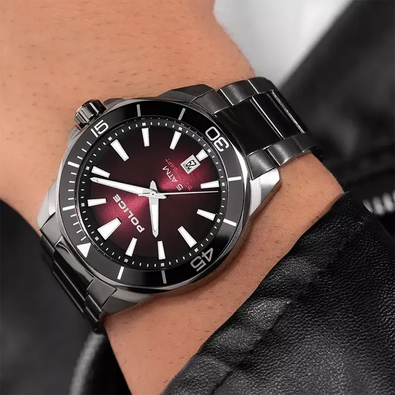 Police Thornton qUARTZ Burgundy Dial Men's Watch- PEWJH0021403